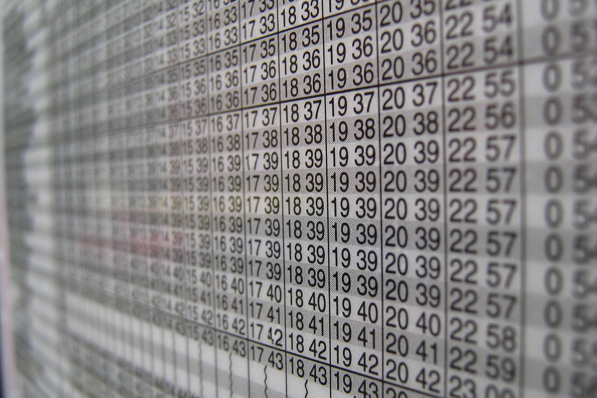 Bild einer Fahrplantabelle