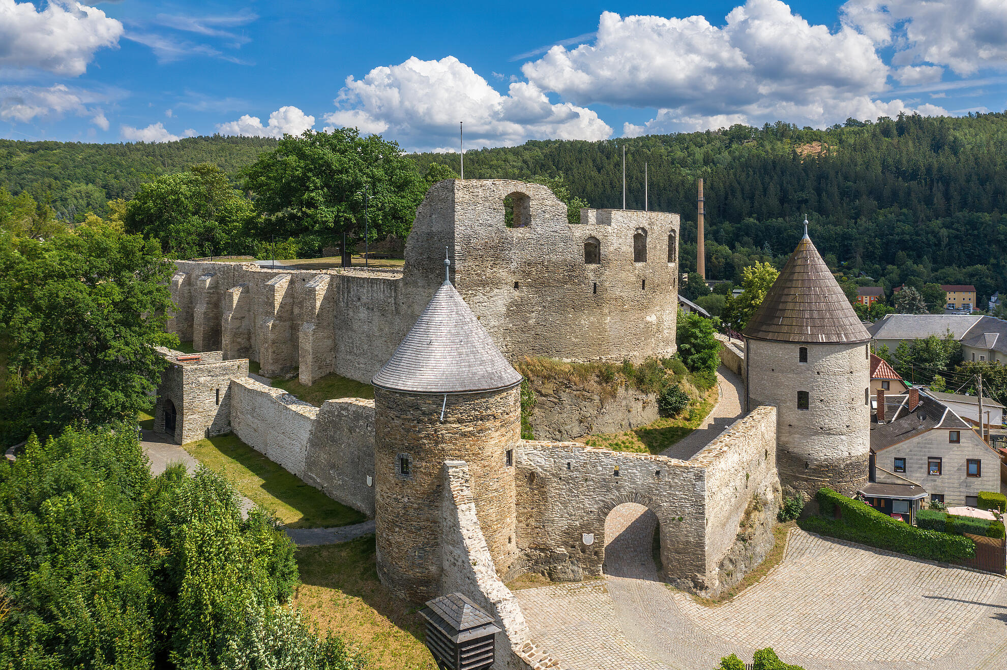 Luftaufnahme Burgruine Elsterberg 