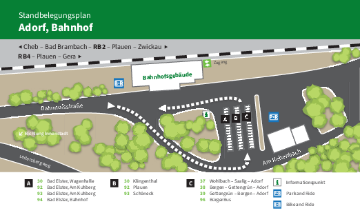 Standbelegungsplan für die Haltestelle Adorf, Bahnhof