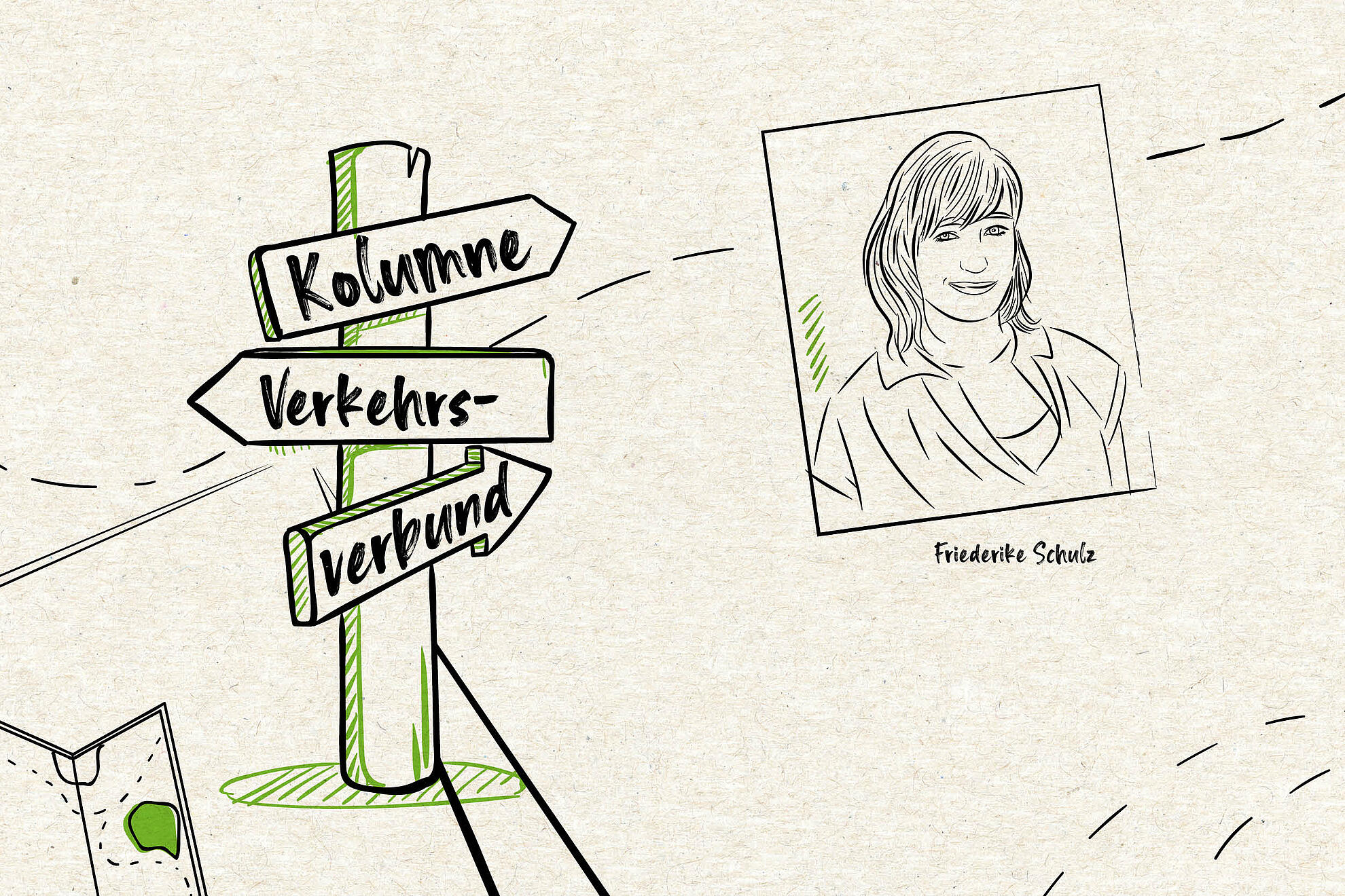 Illustration einer Frau, die als Verfasserin der Kolumne dargestellt wird.