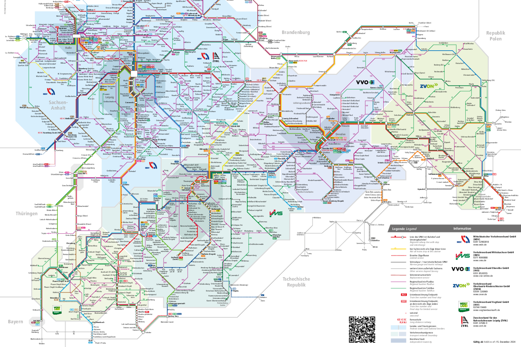 Liniennetzkarte Nahverkehr in Sachsen